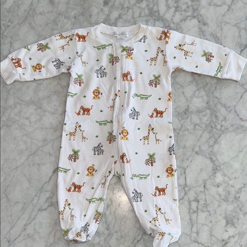 Kissy Kissy Pima Cotton Baby Animal Print Footie Bundle 3/6M - Picture 2 of 7